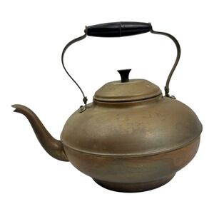 Vintage Copper Teapot with Black Handle – Made in Portugal Rustic Kettle